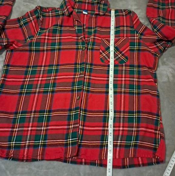 Old navy cotton plaid flannel holiday button down shirt pj size L. - Picture 6 of 6